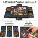 360° Rotating Jigsaw Puzzle Table, 2-in-1 Puzzle Board with Cover & Stand, 6 Drawers, Portable Felt Puzzle Tray for Up to 1000 Pieces