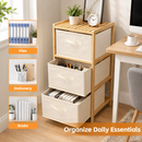 3 Drawer Bamboo Storage Chest Fabric Drawers Multi-Purpose Organiser for Bedroom Bathroom Laundry