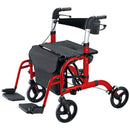 2-in-1 Foldable Aluminium Rollator Walker with Seat, Adjustable Handles, 8" All-Terrain Wheels, Detachable Storage Bag, 136kg Capacity, Lightweight Walking Frame for Indoor & Outdoor Use