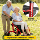 2-in-1 Foldable Aluminium Rollator Walker with Seat, Adjustable Handles, 8" All-Terrain Wheels, Detachable Storage Bag, 136kg Capacity, Lightweight Walking Frame for Indoor & Outdoor Use