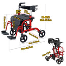 2-in-1 Foldable Aluminium Rollator Walker with Seat, Adjustable Handles, 8" All-Terrain Wheels, Detachable Storage Bag, 136kg Capacity, Lightweight Walking Frame for Indoor & Outdoor Use