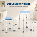 Bath Stool for Seniors, Swivel Seat & Non-Slip Height-Adjustable Round Shower Bench, Rotating Design, for Seniors Elderly, 125kg Capacity