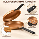 Double-Sided Non-Stick Frying Pan, Flip Pancake Pan with Heat-Resistant Handle for Eggs, Pancakes & Toast, Gas Electric & Ceramic Stoves