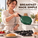 Double-Sided Non-Stick Frying Pan, Flip Pancake Pan with Heat-Resistant Handle for Eggs, Pancakes & Toast, Gas Electric & Ceramic Stoves-Green