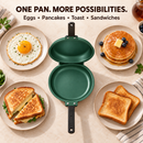 Double-Sided Non-Stick Frying Pan, Flip Pancake Pan with Heat-Resistant Handle for Eggs, Pancakes & Toast, Gas Electric & Ceramic Stoves-Green