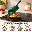 Double-Sided Non-Stick Frying Pan, Flip Pancake Pan with Heat-Resistant Handle for Eggs, Pancakes & Toast, Gas Electric & Ceramic Stoves-Green