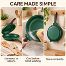 Double-Sided Non-Stick Frying Pan, Flip Pancake Pan with Heat-Resistant Handle for Eggs, Pancakes & Toast, Gas Electric & Ceramic Stoves-Green