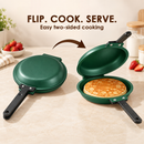 Double-Sided Non-Stick Frying Pan, Flip Pancake Pan with Heat-Resistant Handle for Eggs, Pancakes & Toast, Gas Electric & Ceramic Stoves-Green