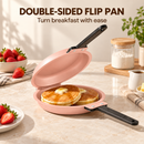Double-Sided Non-Stick Frying Pan, Flip Pancake Pan with Heat-Resistant Handle for Eggs, Pancakes & Toast, Gas Electric & Ceramic Stoves-Pink