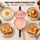 Double-Sided Non-Stick Frying Pan, Flip Pancake Pan with Heat-Resistant Handle for Eggs, Pancakes & Toast, Gas Electric & Ceramic Stoves-Pink