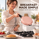 Double-Sided Non-Stick Frying Pan, Flip Pancake Pan with Heat-Resistant Handle for Eggs, Pancakes & Toast, Gas Electric & Ceramic Stoves-Pink