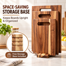 3Pcs Wooden Cutting Board Set with Storage Stand, Chopping Boards for Kitchen Food Preparation