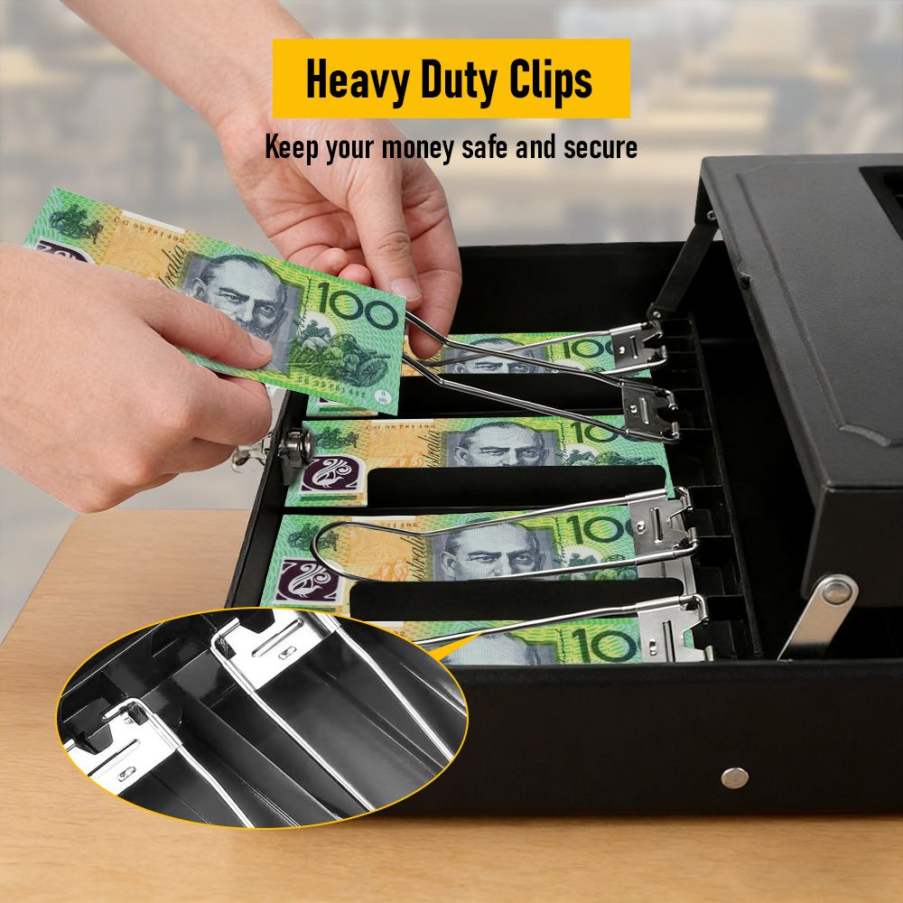 Lockable Cash Box with Coin Tray – Durable Metal Money Box with Key Lock for Bills & Change-PINK
