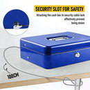 Lockable Metal Cash Box with 2 Keys, 4 Bill & 5 Coin Tray, Security Money Box with Anti-Loss Rope