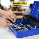 Lockable Metal Cash Box with 2 Keys, 4 Bill & 5 Coin Tray, Security Money Box with Anti-Loss Rope