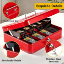 Lockable Metal Cash Box with 2 Keys, 4 Bill & 5 Coin Tray, Security Money Box with Anti-Loss Rope