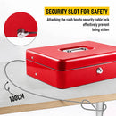 Lockable Metal Cash Box with 2 Keys, 4 Bill & 5 Coin Tray, Security Money Box with Anti-Loss Rope
