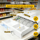 Heavy Duty Metal Cash Drawer, 5 Note & 6 Coin Trays,White(40.5x42x11.2cm)
