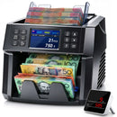 Dual CIS Money Counter with Counterfeit Detection, Mixed Value Bill Counter, 14 Currency Cash Counting Machine with Serial Number Reading, UV MG IR MT Detection, 3.5" TFT Display, AUD USD EUR GBP CNY