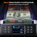 Dual CIS Money Counter with Counterfeit Detection, Mixed Value Bill Counter, 14 Currency Cash Counting Machine with Serial Number Reading, UV MG IR MT Detection, 3.5" TFT Display, AUD USD EUR GBP CNY