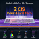 Dual CIS Money Counter with Counterfeit Detection, Mixed Value Bill Counter, 14 Currency Cash Counting Machine with Serial Number Reading, UV MG IR MT Detection, 3.5" TFT Display, AUD USD EUR GBP CNY