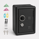 Lockable Metal Money Box, Cash & Coin Storage Box with Key Lock, Compact Piggy Bank for Kids & Adults, Office & Small Valuables-Black