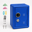 Lockable Metal Money Box, Cash & Coin Storage Box with Key Lock, Compact Piggy Bank for For Kids & Adults, Office & Small Valuables-Blue