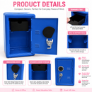Lockable Metal Money Box, Cash & Coin Storage Box with Key Lock, Compact Piggy Bank for For Kids & Adults, Office & Small Valuables-Blue