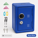 Lockable Metal Money Box, Cash & Coin Storage Box with Key Lock, Compact Piggy Bank for Kids & Adults, Office & Small Valuables-Blue