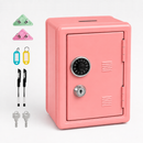 Lockable Metal Money Box, Cash & Coin Storage Box with Key Lock, Compact Piggy Bank for Kids & Adults, Office & Small Valuables-coral pink