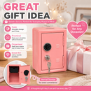 Lockable Metal Money Box, Cash & Coin Storage Box with Key Lock, Compact Piggy Bank for Kids & Adults, Office & Small Valuables-coral pink