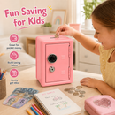 Lockable Metal Money Box, Cash & Coin Storage Box with Key Lock, Compact Piggy Bank for For Kids & Adults, Office & Small Valuables-coral pink
