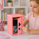Lockable Metal Money Box, Cash & Coin Storage Box with Key Lock, Compact Piggy Bank for Kids & Adults, Office & Small Valuables-coral pink