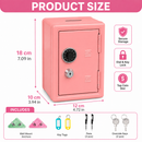Lockable Metal Money Box, Cash & Coin Storage Box with Key Lock, Compact Piggy Bank for Kids & Adults, Office & Small Valuables-coral pink