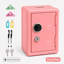 Lockable Metal Money Box, Cash & Coin Storage Box with Key Lock, Compact Piggy Bank for For Kids & Adults, Office & Small Valuables-coral pink