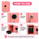 Lockable Metal Money Box, Cash & Coin Storage Box with Key Lock, Compact Piggy Bank for For Kids & Adults, Office & Small Valuables-coral pink