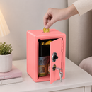 Lockable Metal Money Box, Cash & Coin Storage Box with Key Lock, Compact Piggy Bank for For Kids & Adults, Office & Small Valuables-coral pink