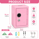 Lockable Metal Money Box, Cash & Coin Storage Box with Key Lock, Compact Piggy Bank for Kids & Adults, Office & Small Valuables