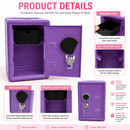 Lockable Metal Money Box, Cash & Coin Storage Box with Key Lock, Compact Piggy Bank for For Kids & Adults, Office & Small Valuables-Purple
