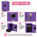 Lockable Metal Money Box, Cash & Coin Storage Box with Key Lock, Compact Piggy Bank for For Kids & Adults, Office & Small Valuables-Purple