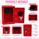 Lockable Metal Money Box, Cash & Coin Storage Box with Key Lock, Compact Piggy Bank for Kids & Adults, Office & Small Valuables-Red
