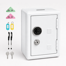 Lockable Metal Money Box, Cash & Coin Storage Box with Key Lock, Compact Piggy Bank for Kids & Adults, Office & Small Valuables-White