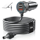 Aumerage Car Charger for Starlink Mini, DC Cable & Cigarette Adapter 3M | 3-in-1 12V-24V USB-C USB QC 3.0 + 45W/30W PD, 16AWG Waterproof  for Camping, RV & Off-Grid