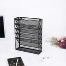 6 Tier Desktop File Organiser, Wall Mount Magazine Rack, Mesh Desk Organizer, Vertical Hanging Document Tray for Stationery, Mail, Paper and Letter Envelope, Book Holder
