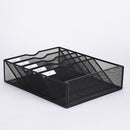 6 Tier Desktop File Organiser, Wall Mount Magazine Rack, Mesh Desk Organizer, Vertical Hanging Document Tray for Stationery, Mail, Paper and Letter Envelope, Book Holder