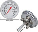 Stainless Steel Analogue BBQ Grill Thermometer with 5 cm Dial and 4 cm Probe for Smokers, Grills and Outdoor Cooking, Silver