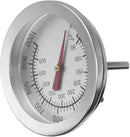 Stainless Steel Analogue BBQ Grill Thermometer with 5 cm Dial and 4 cm Probe for Smokers, Grills and Outdoor Cooking, Silver