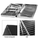 Foldable Stainless Steel Charcoal BBQ Grill with Carry Handle for Camping, Picnics, Beach Trips and Outdoor Cooking, 31 x 31 x 22 cm, Silver