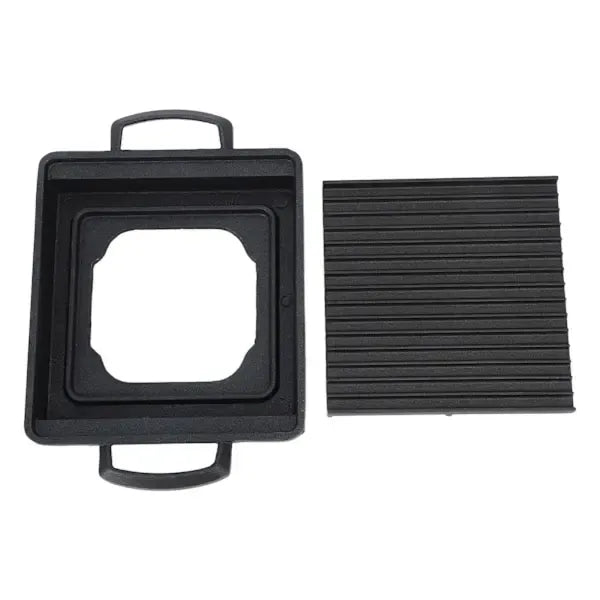Mini Aluminium Alloy Tabletop Grill Pan with Removable Ribbed Plate for Home Cooking, Korean BBQ and Rice Cake Baking, Black