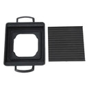Mini Aluminium Alloy Tabletop Grill Pan with Removable Ribbed Plate for Home Cooking, Korean BBQ and Rice Cake Baking, Black
